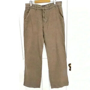 Selected Brand  Linen Blend Pants In A Green/Taupe Colour